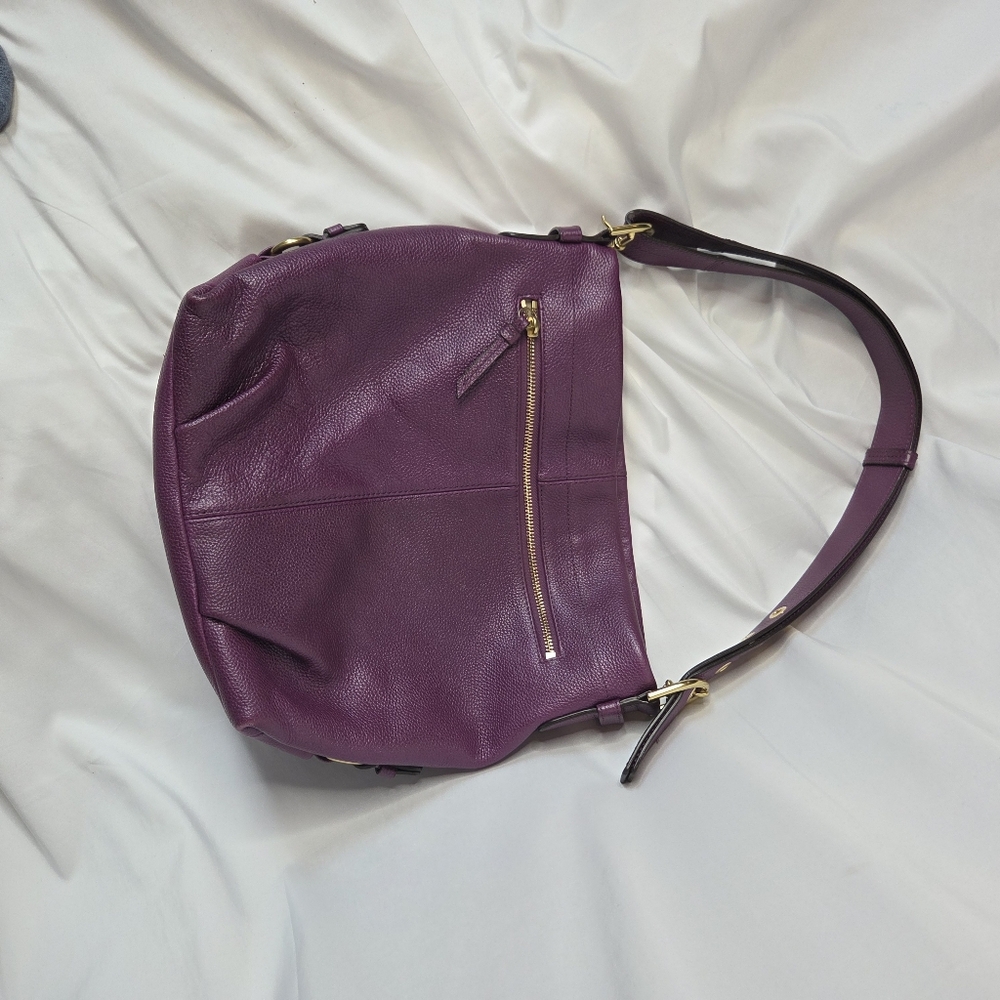 Coach Leather Hobo Shoulder Bag in Deep Plum - Picture 14 of 16
